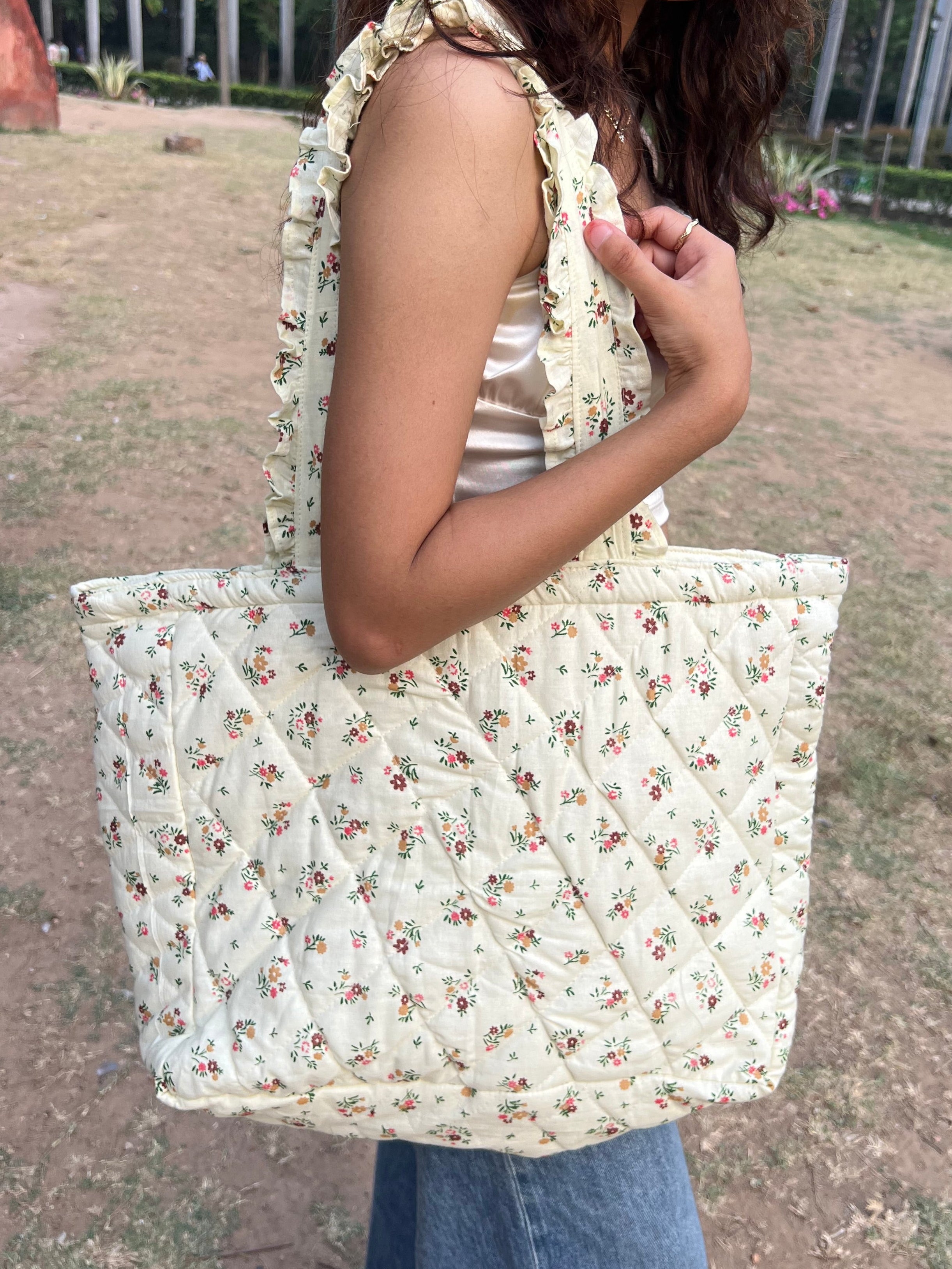 Butter Yellow Quilted Laptop Bag