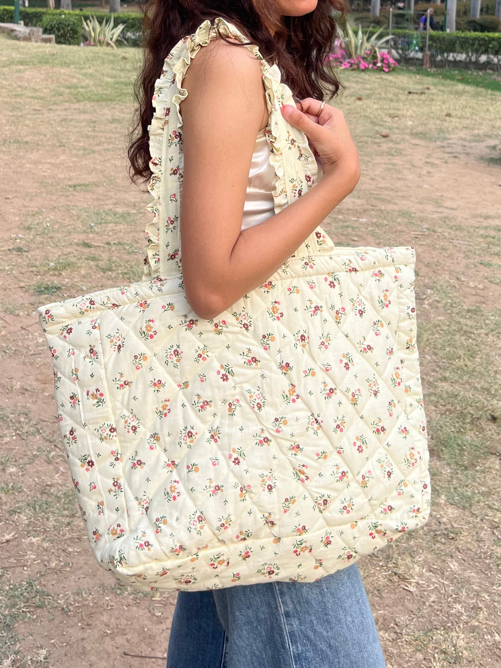 Butter Yellow Quilted Laptop Bag